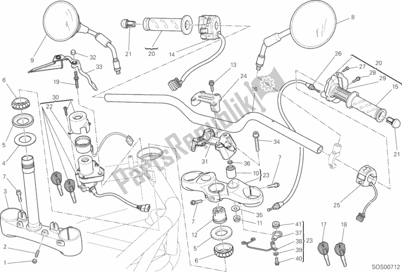 Todas as partes de Guidão do Ducati Monster 1100 EVO Anniversary USA 2013 Todas as partes de Guidão do Ducati Monster 1100 EVO Anniversary USA 2013